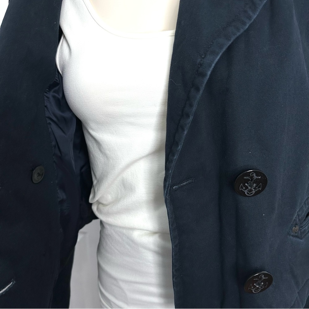 DENIM & SUPPLY RALPH LAUREN cropped blue jean jacket VINTAGE double breasted M - Picture 4 of 11